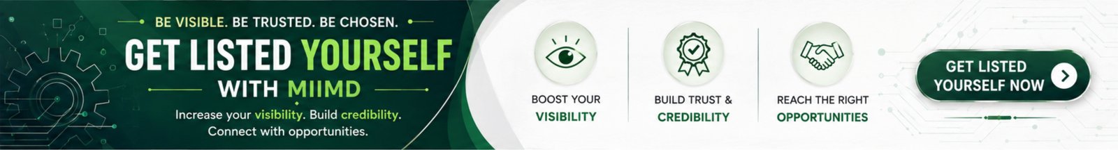 Get listed yourself with MIIMD — boost visibility, build trust, reach the right opportunities
